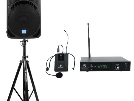 Rockville RPG15BT 15  Powered 1000w PA Speaker w Bluetooth Wireless Link+Headset Online now