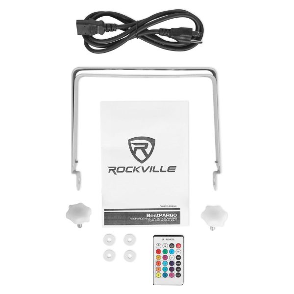 (3) Rockville BEST PAR+STRIP+WEDGE White Wireless DMX Battery Lights+Controller Online Sale