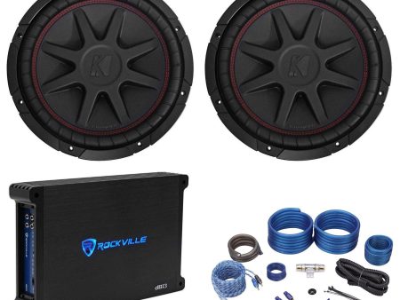 (2) Kicker 43CVR122 COMPVR 1600W 12  Car Subwoofers Subs+Mono Amplifier+Amp Kit Fashion