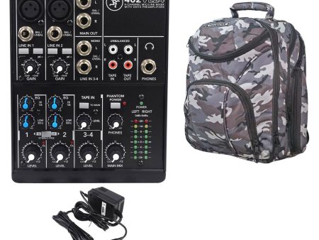 Mackie 402VLZ4 4-channel Compact Analog Mixer w  2 ONYX Preamps Bundle with CAMOPACK Case For Sale