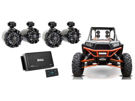 4) Rockville 6.5  Black Tower Speakers+Bluetooth Amplifier For RZR ATV UTV Cart For Cheap