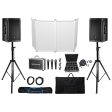 (2) JBL SRX812P 12  2000w Powered DJ PA Speakers+Stands+Mics+Facade+(10) Lights Online Sale