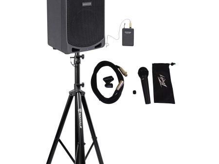 SAMSON XP106WDE 6  Rechargeable Bluetooth PA DJ Speaker+Stand+Headset+Peavey Mic Cheap