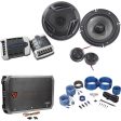 Pair Rockville RV65.2C 6.5  Component Speakers+6.5  Coaxial+4-Ch Amplifier+Wires Cheap