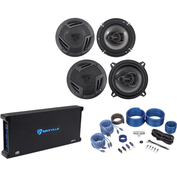 (2) Rockville RV6.3A 6.5  Speakers+(2) 3.5  Speakers+4-Channel Amplifier+Amp Kit Fashion