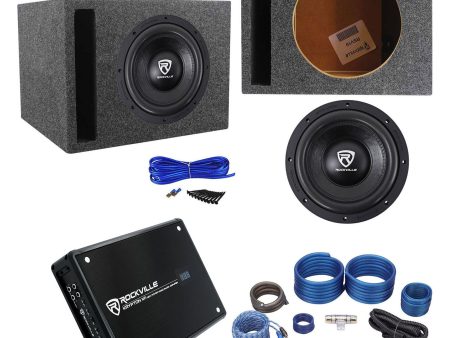 Rockville W10K6D2 V2 10  2000w Subwoofer+Vented Sub Box+Mono Amplifier+Amp Kit For Discount