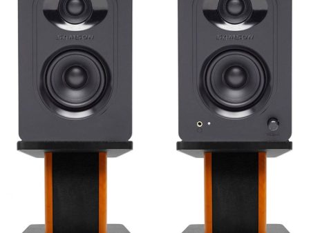 2) SAMSON M50 5  Studio Computer Podcast Reference Monitors Speakers+Wood Stands For Discount