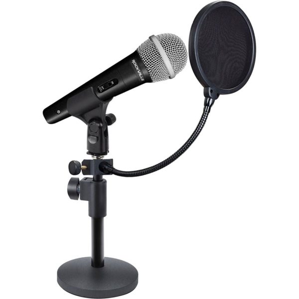 Rockville Microphone+Desktop Mic Stand+Pop Filter 4 Recording, Studio, Podcast Online Sale