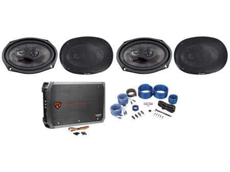 (4) American Bass SQ 6.9 6x9  100w RMS Car Speakers+4-Channel Amplifier+Wires Cheap