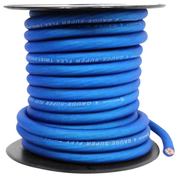 Rockville R4G40-BLUE 4 AWG Gauge 40 Foot Car Amp Power   Ground Wire Spool Hot on Sale