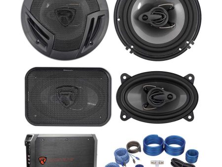 (2) Rockville RV6.3A 6.5  Speakers+(2) 4x6  Speakers+4-Channel Amplifier+Amp Kit on Sale