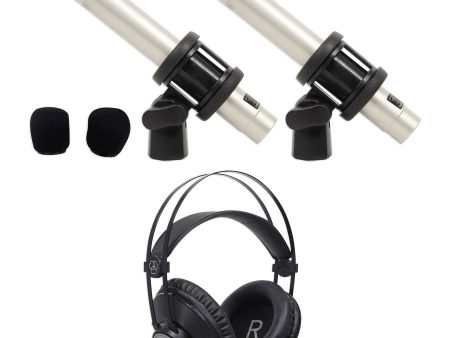 Samson C02 Pair Pencil Condenser Studio Recording Microphones + AKG Headphones Online now