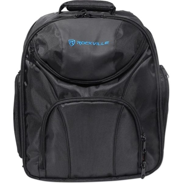 Rockville DJ Laptop Gear Travel Backpack Bag w  Headphone Compartment+Dividers For Sale