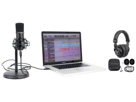 Rockville Solo-Cast USB Microphone w Recording Interface+Mic Stand+Headphones Online now