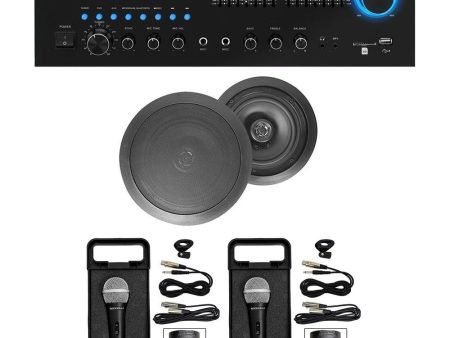 Home Karaoke Machine System w  Bluetooth+(2) 6.5  Black Ceiling Speakers Supply