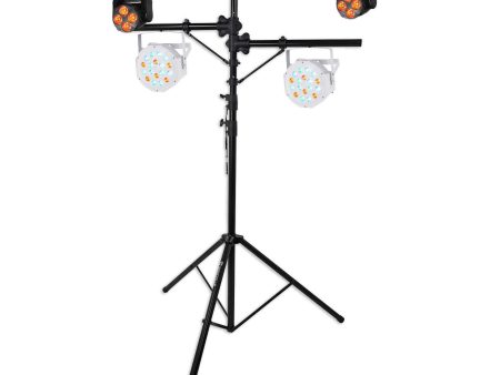 Rockville Tripod Tree Stand w  2) RGBW Moving Heads+(2) RGB Wash Par Can Lights Hot on Sale