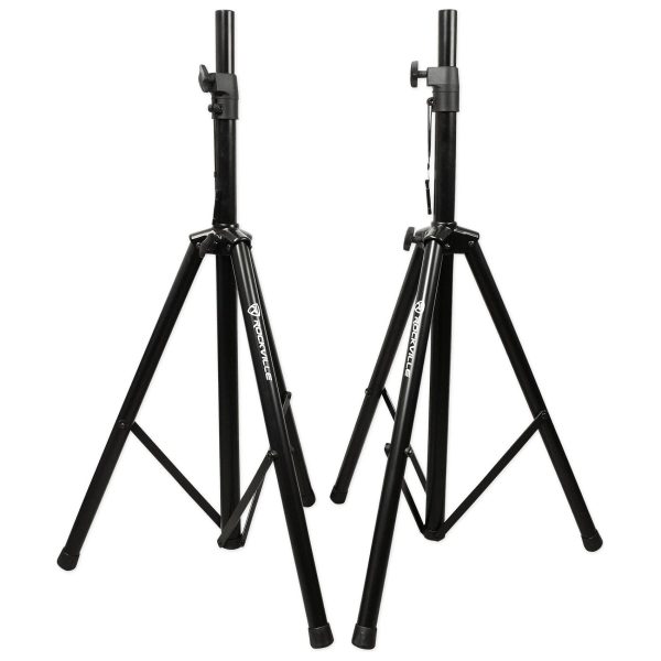 (2) Pairs Rockville Tripod DJ PA Speaker Stands + Carrying Cases Black RVSS2 For Sale