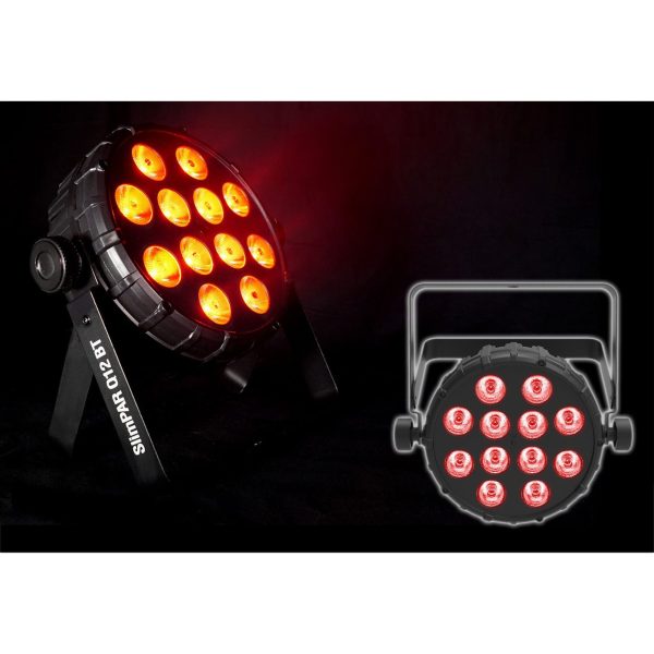 (4) Chauvet SlimPAR Q12 BT Bluetooth RGBA LED Par Can Wash Lights+Club Table Cheap