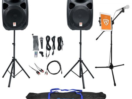 Rockville Dual 12  Karaoke Machine Speaker System w Mic Stand w Tablet Mount+Bag Discount