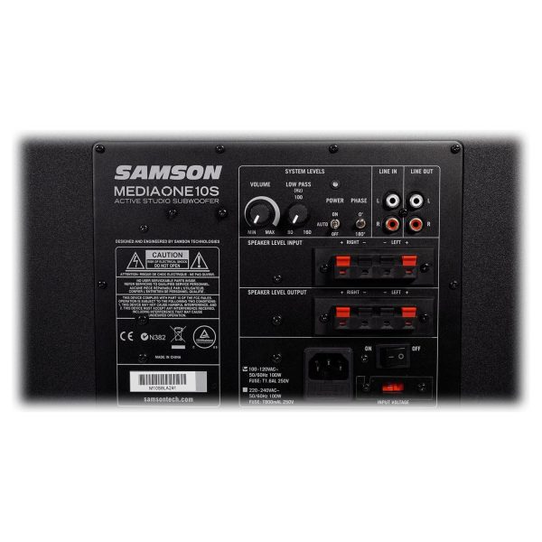 Samson MediaOne 10S 10  100 Watt Powered Studio Subwoofer Sub + Acoustic Riser Supply