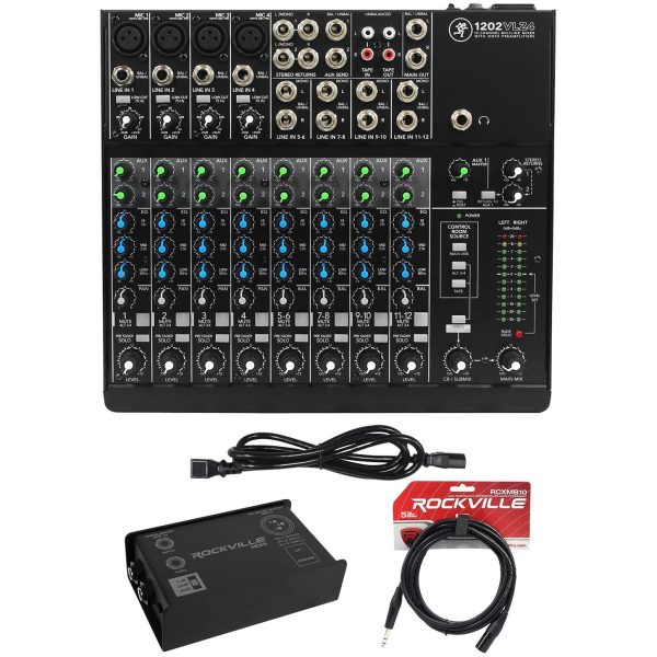 Mackie 1202VLZ4 12-channel Analog Low-Noise Mixer w 4 ONYX Preamps+DI Box+Cable Fashion