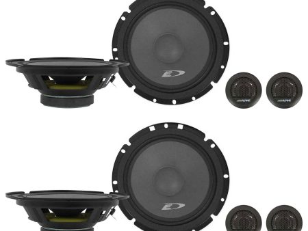 (2) Pairs Alpine SXE-1751S 6.5  220 Watt Car Audio Component Speakers Sale