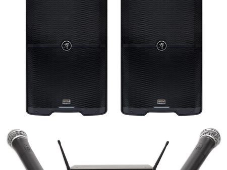 2) Mackie SRM212 V-Class 12” 2000w Bluetooth PA DJ Speakers+Wireless Samson Mics Sale