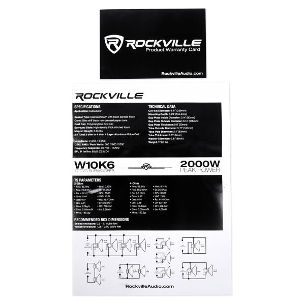 Rockville W10K6D2 V2 10  2000w Subwoofer+Sealed Sub Box+Mono Amplifier+Amp Kit Hot on Sale