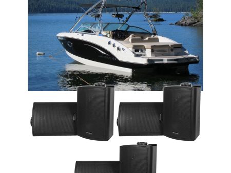 (6) Rockville HP5S-8 Black 5.25  Marine Box Swivel Speakers For Boats For Sale