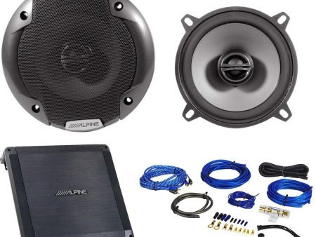 2) Alpine SPE-5000 5.25  400 Watt Car Audio Speakers+2 Channel Amplifier+Amp Kit Cheap