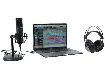 Rockville Solo-Cast Pro USB Microphone Mic w  Interface+Stand+AKG Headphones Online Sale