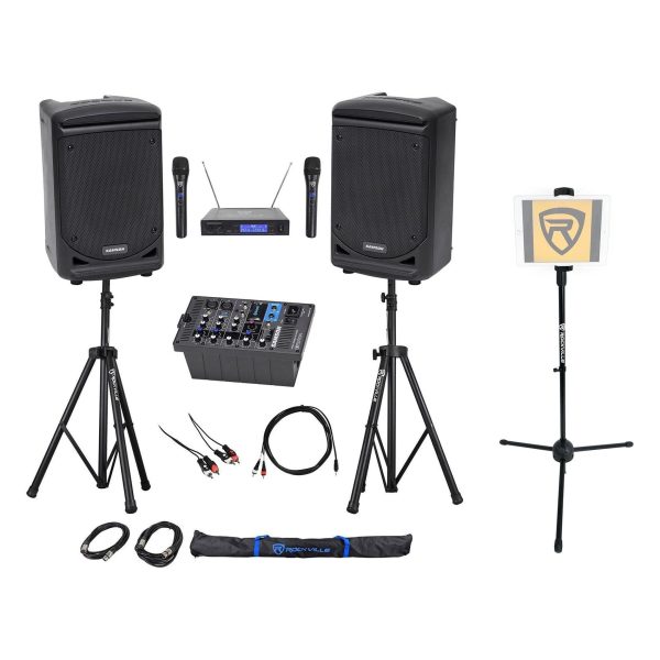 Samson 6  Portable YouTube Karaoke Machine System+2 Mics+6-Ch Mixer+Tablet Stand Online Sale