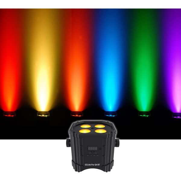 (8) Chauvet DJ Ezlink Par Q4 BT Wireless Battery Bluetooth Wash Lights+Backpack Online Sale