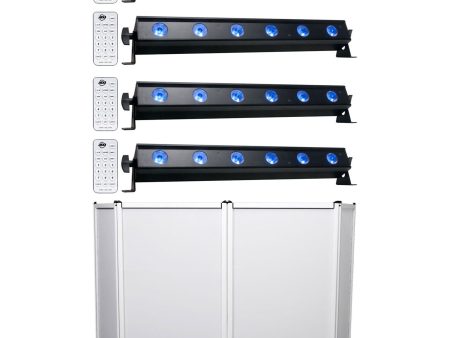 (4) American DJ ADJ UB 6H 22.5  RGBAW+UV LED DMX Wash Light Bars+Facade Booth For Discount