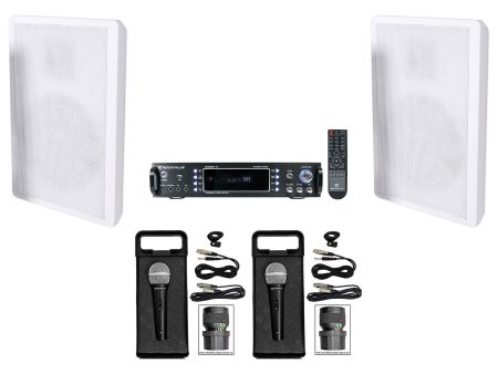 Rockville RPA60BT Bluetooth Karaoke Receiver Amplifier+Wall Speakers+(2) Mics Online