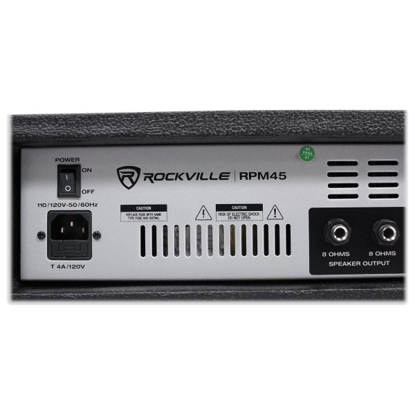 Rockville RPM45 1800 Watt Powered 4 Channel Mixer Amplifier+(3) Mics+Case+Cables on Sale