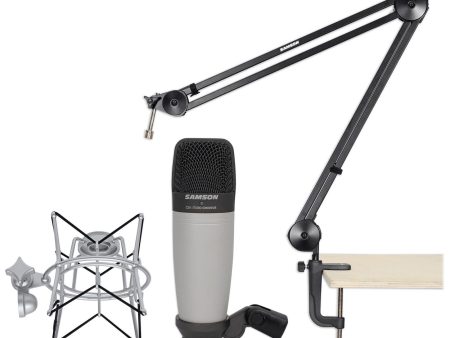 Samson C01 Studio Condenser Recording Microphone+Boom Arm+Desk Clamp+Shock Mount For Cheap