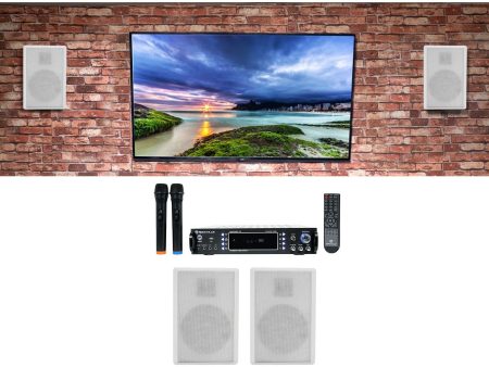 Rockville RPA70WBT Bluetooth Home Karaoke Machine System+(4) 5.25  White Speakers Online