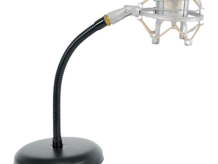 Samson MD5 Gooseneck Podcast Podcasting Mic Stand+Silver Shockmount Cheap