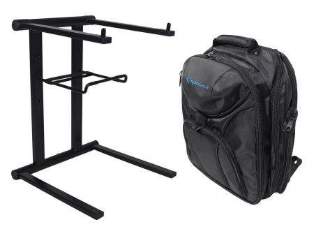 Rockville RLS2400 Foldable DJ Studio Laptop Interface Stand w Gear Backpack Discount