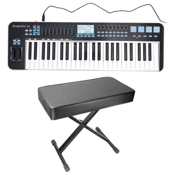 Samson Graphite 49 Key USB MIDI DJ Keyboard Controller w  Aftertouch Fader+Bench Online Hot Sale