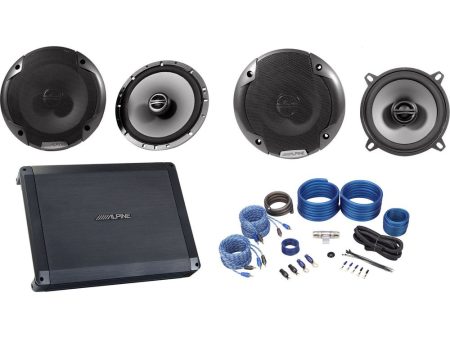 (2) Alpine 5.25 +6.5  SPE Coaxial Car Audio Speakers+4 Channel Amplifier+Amp Kit For Cheap