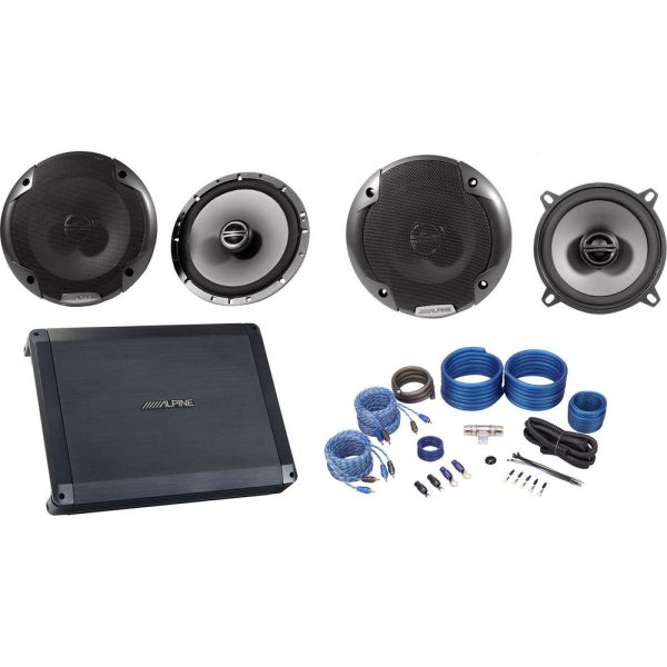 (2) Alpine 5.25 +6.5  SPE Coaxial Car Audio Speakers+4 Channel Amplifier+Amp Kit For Cheap