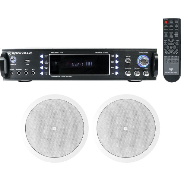 (2) JBL 6.5  150 Watt In-Ceiling Speakers+Home Theater Receiver w Bluetooth Online Sale