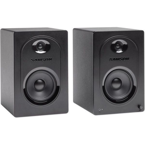 2) SAMSON M50 5  Studio Computer Podcast Reference Monitors Speakers+Wood Stands For Discount