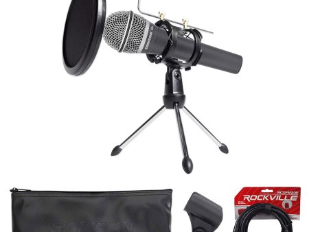 Samson Dynamic Podcasting Podcast Microphone+Stand+Pop Filter+Shock Mount+Cable Online