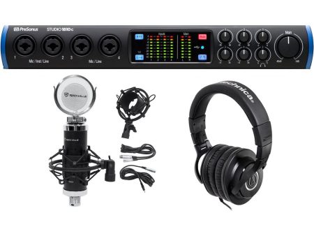 Presonus STUDIO 1810C 18x8 USB-C Recording Interface+ ATH-M40X Headphones and Mic on Sale