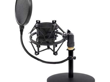 Samson MD5 Weighted Podcast Podcasting Mic Stand+Black Shockmount+Pop Filter Online Sale