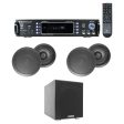 RPA60BT Home Theater Bluetooth Receiver+(4) 8  Black In-Ceiling Speakers+Sub Supply