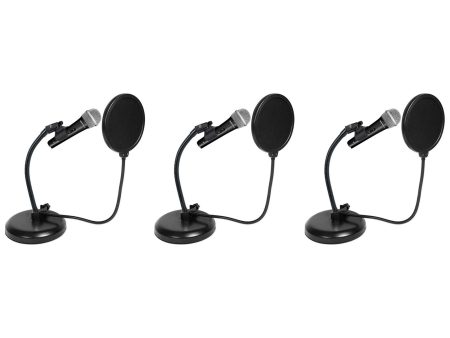 3) Rockville Microphones+Gooseneck Stands+Pop Filters 4 Recording,Studio,Podcast Fashion